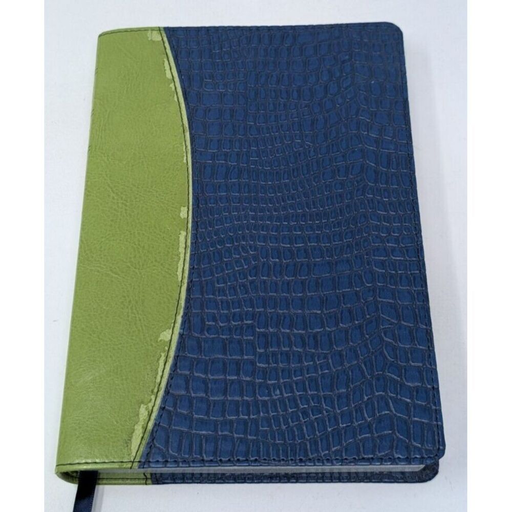 NLT Slimline Reference Edition Bible Tyndale Red Letter‎ 2004 Blue Green Faux